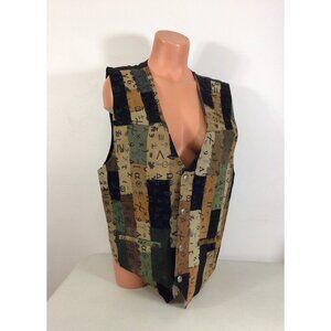 Vintage Leather Algebra Vest Mathematical Print Womens Medium
